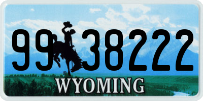 WY license plate 9938222