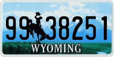 WY license plate 9938251