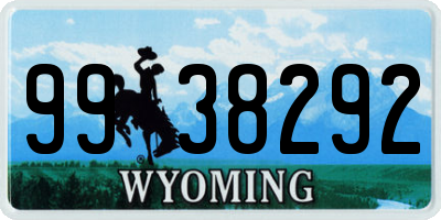 WY license plate 9938292