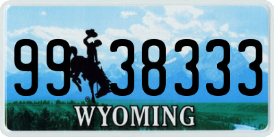 WY license plate 9938333