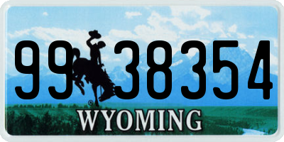 WY license plate 9938354