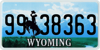 WY license plate 9938363