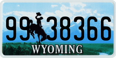 WY license plate 9938366