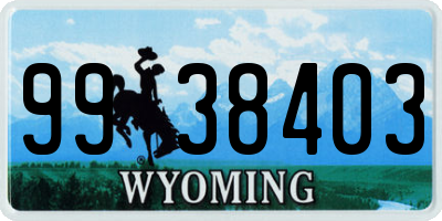 WY license plate 9938403