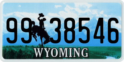 WY license plate 9938546