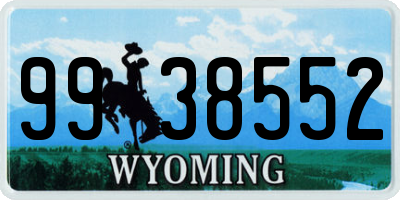 WY license plate 9938552