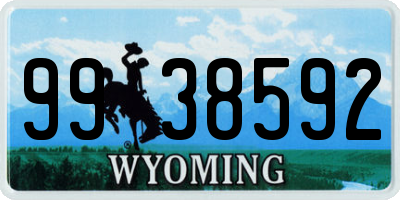 WY license plate 9938592