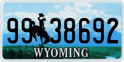 WY license plate 9938692