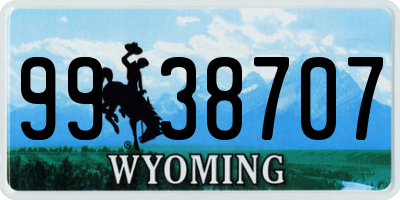 WY license plate 9938707