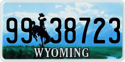 WY license plate 9938723