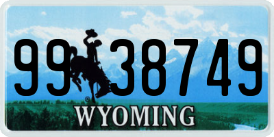 WY license plate 9938749