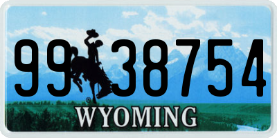 WY license plate 9938754
