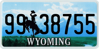 WY license plate 9938755