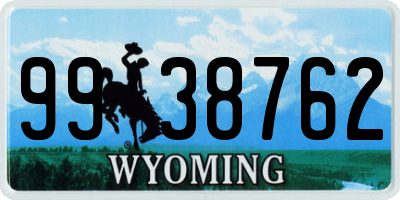 WY license plate 9938762