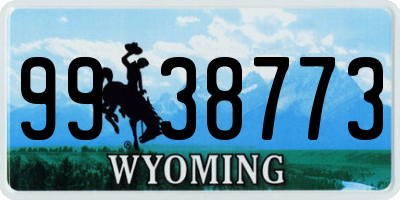 WY license plate 9938773