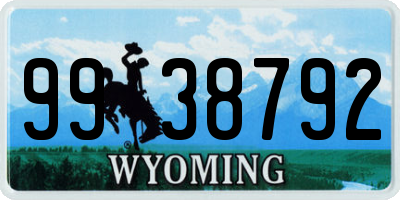 WY license plate 9938792