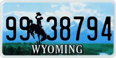 WY license plate 9938794
