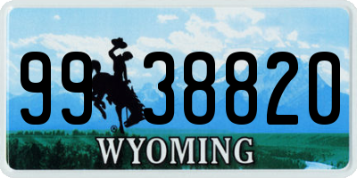 WY license plate 9938820