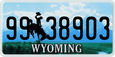 WY license plate 9938903