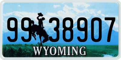 WY license plate 9938907