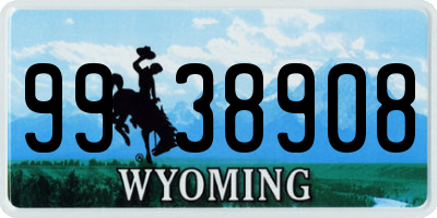 WY license plate 9938908
