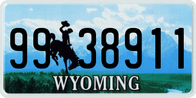 WY license plate 9938911