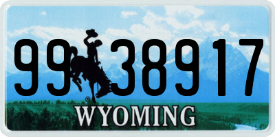 WY license plate 9938917