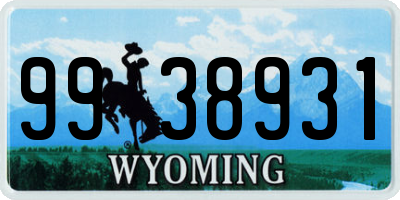 WY license plate 9938931