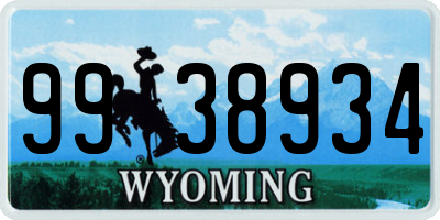 WY license plate 9938934