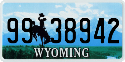 WY license plate 9938942