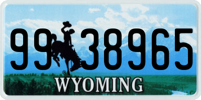 WY license plate 9938965