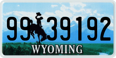 WY license plate 9939192