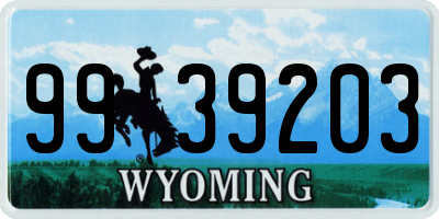WY license plate 9939203