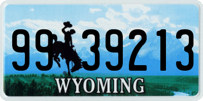 WY license plate 9939213