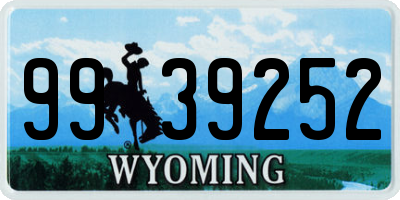 WY license plate 9939252