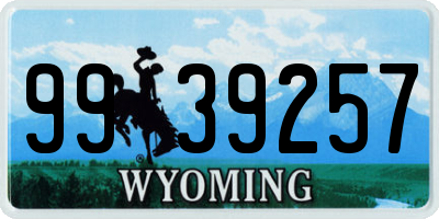 WY license plate 9939257