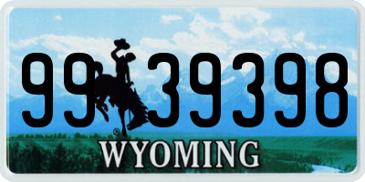 WY license plate 9939398
