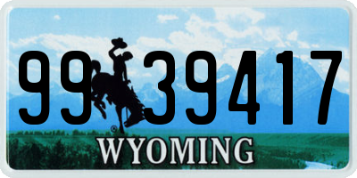 WY license plate 9939417