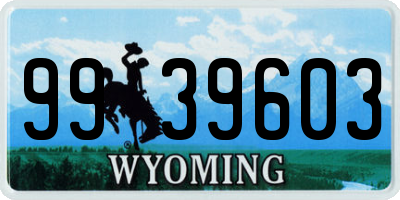 WY license plate 9939603