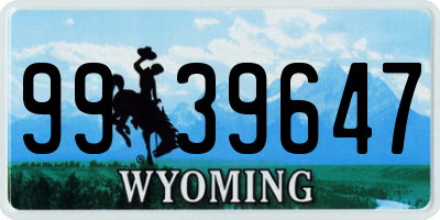 WY license plate 9939647
