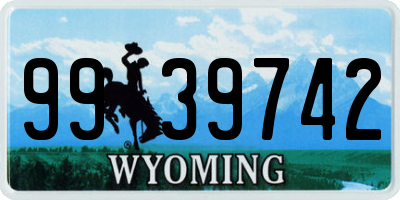 WY license plate 9939742