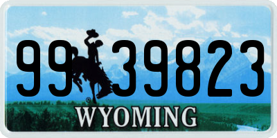 WY license plate 9939823