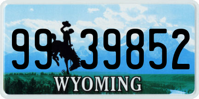 WY license plate 9939852