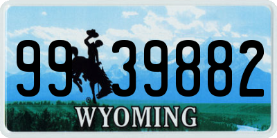 WY license plate 9939882