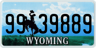 WY license plate 9939889