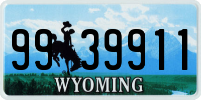 WY license plate 9939911