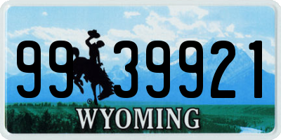 WY license plate 9939921