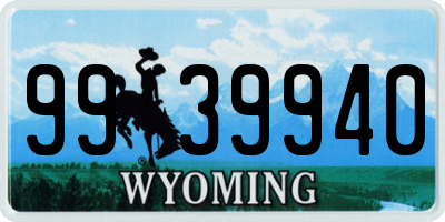 WY license plate 9939940