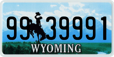 WY license plate 9939991