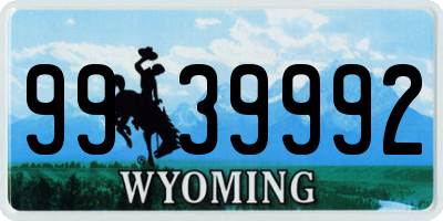 WY license plate 9939992